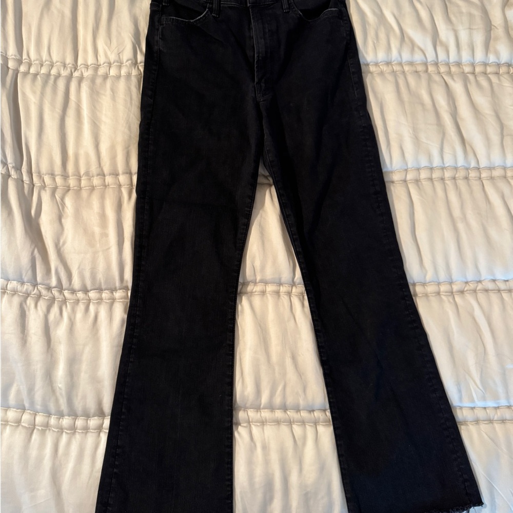 MOTHER Black Flare Wide Leg Jeans